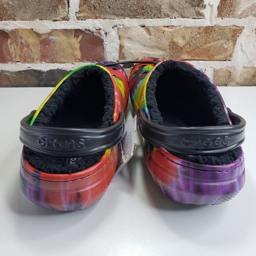 Crocs Unisex Classic Tie-Dye Lined Clog - Multi/Black NWT Mens Size 12 - Picture 4 of 9